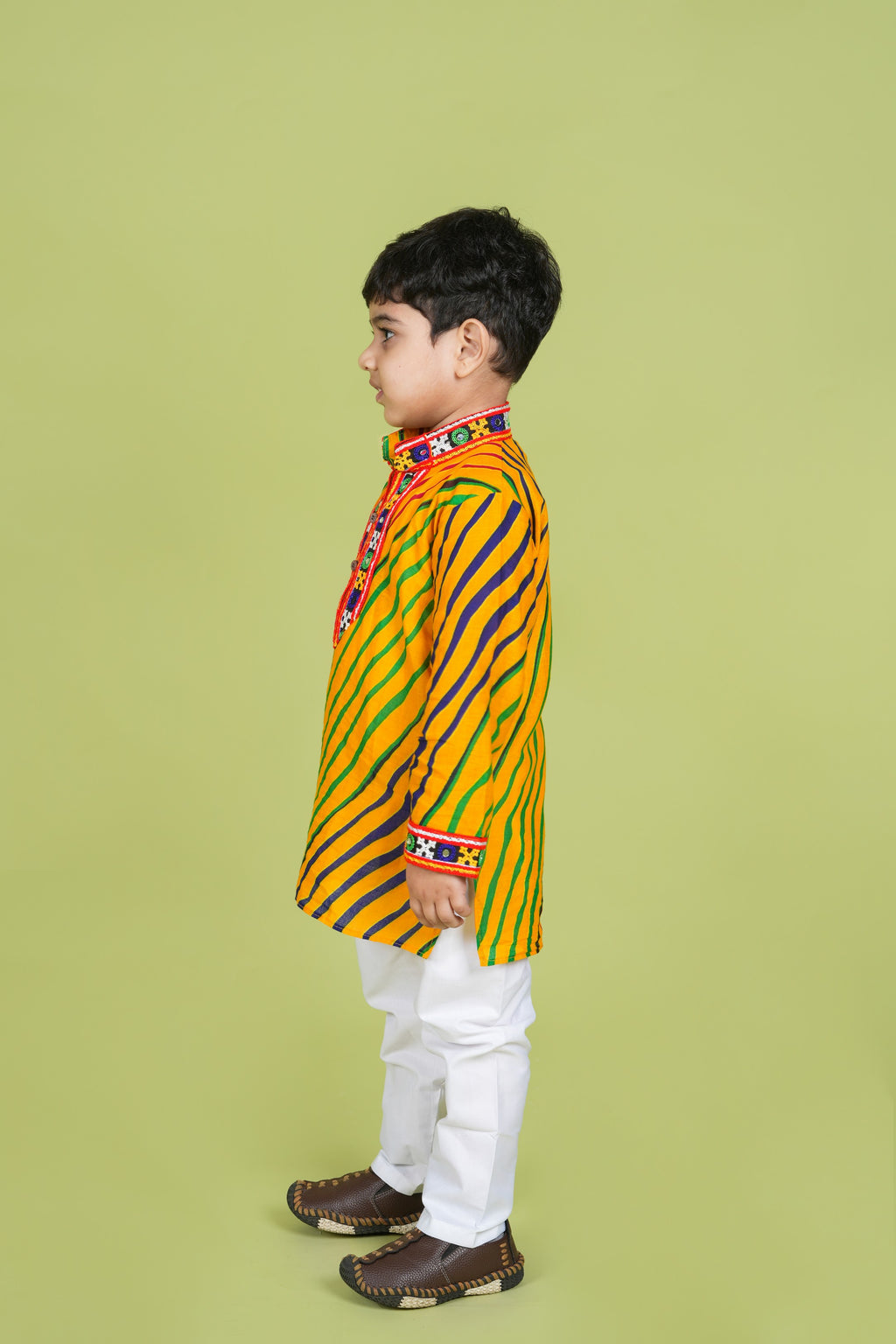 Banjara India Leheriya printed Kurta Set- KP-LHR-Yellow