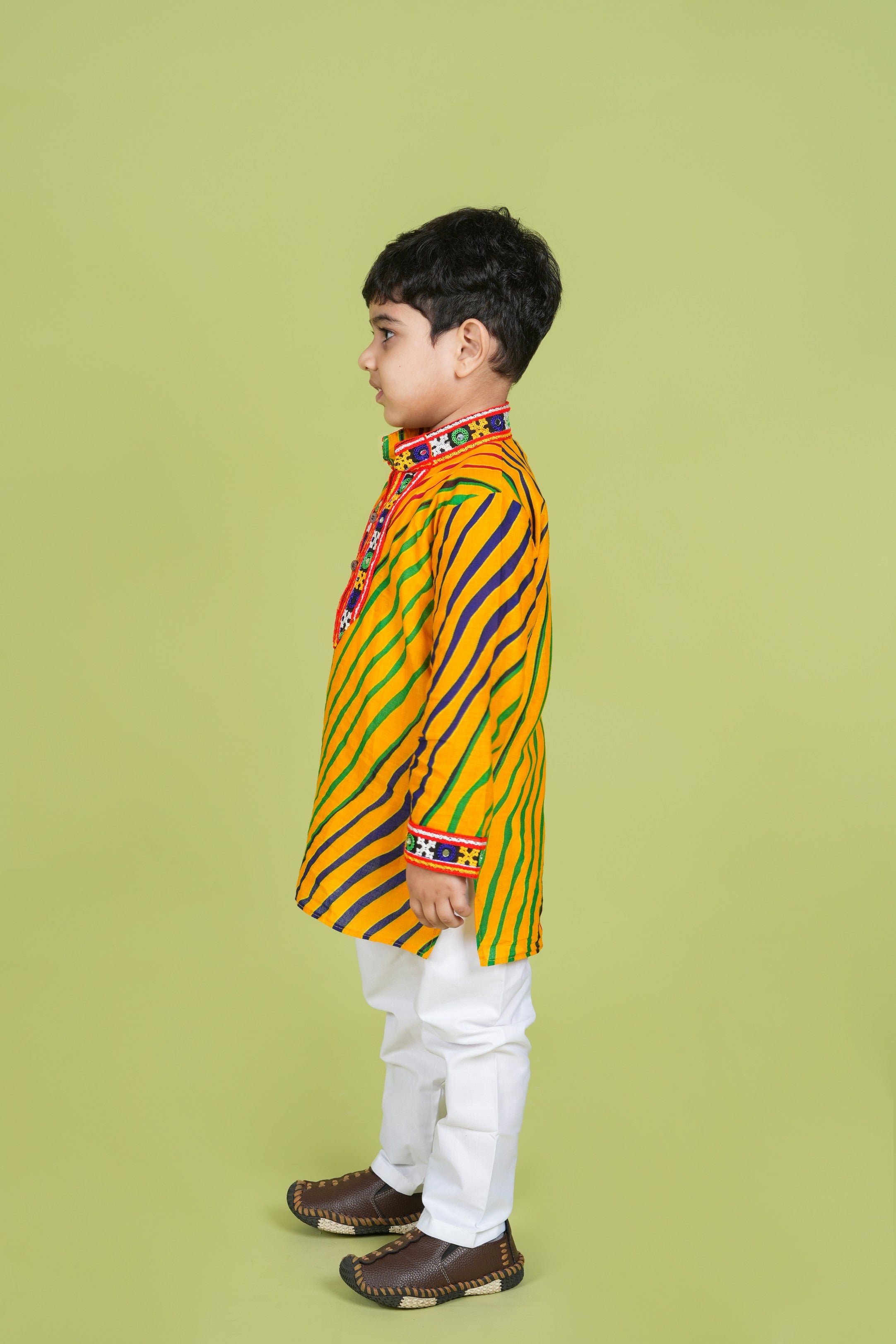 Banjara India Leheriya printed Kurta Set- KP-LHR-Yellow