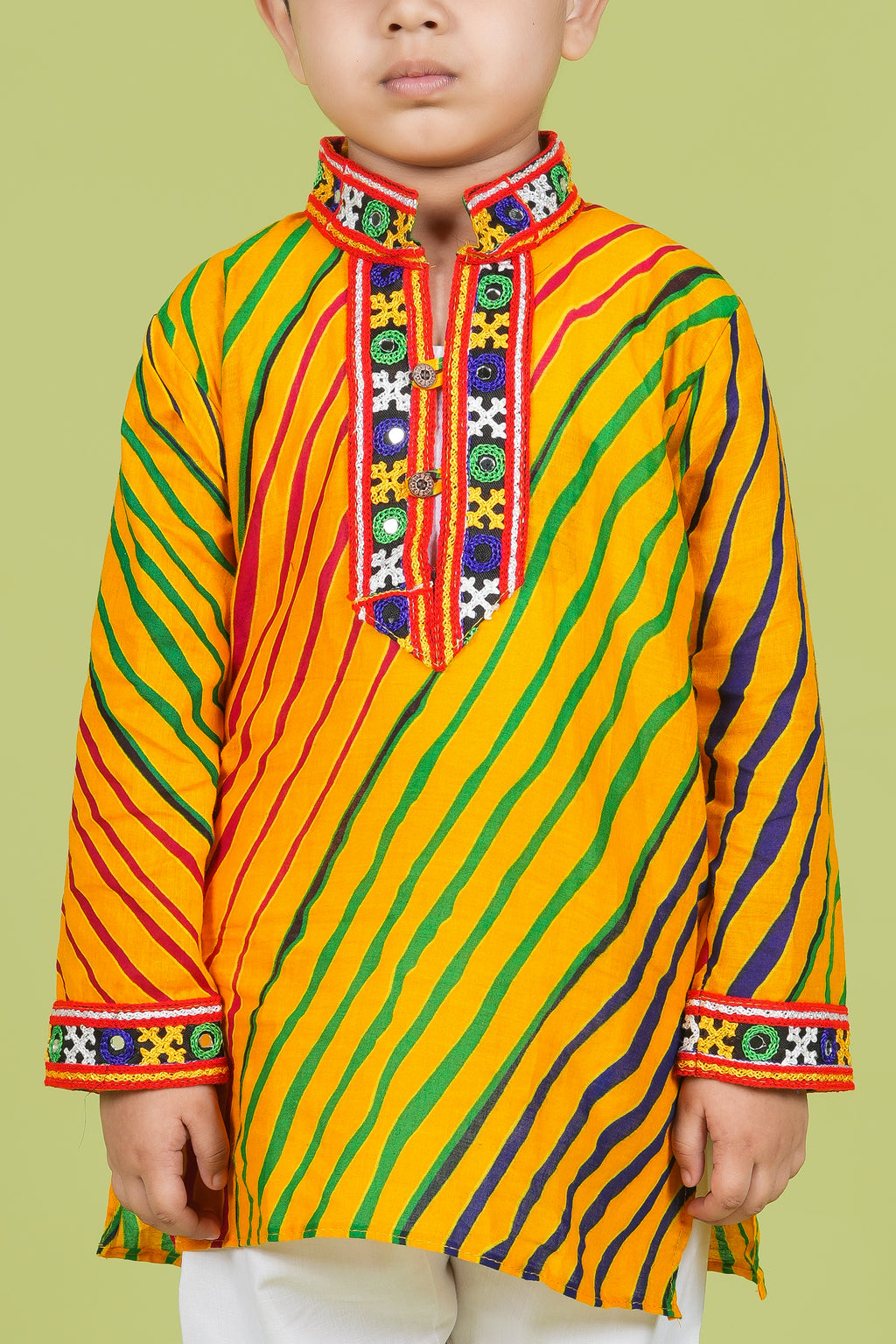 Banjara India Leheriya printed Kurta Set- KP-LHR-Yellow