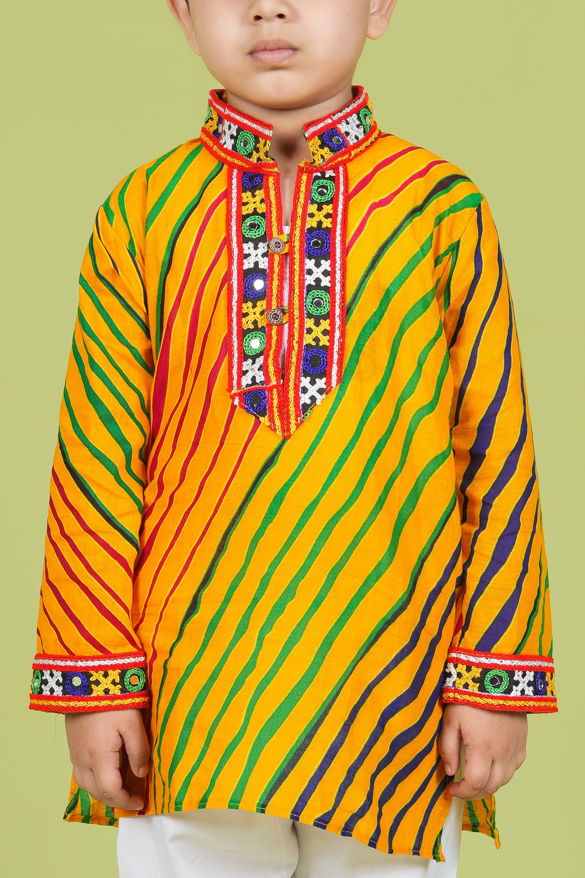 Banjara India Leheriya printed Kurta Set- KP-LHR-Yellow