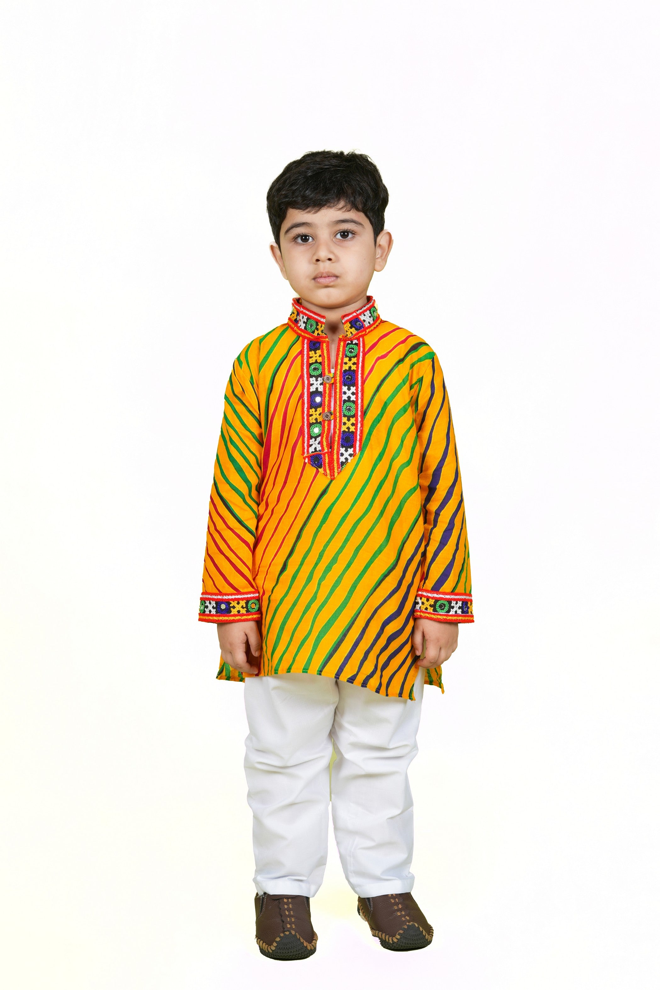 Banjara India Leheriya printed Kurta Set- KP-LHR-Yellow