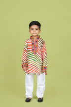 Banjara India Leheriya printed Kurta Set- KP-LHR-White