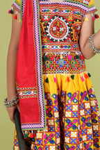 Banjara India Kutchi Embroidered Girls Chaniya Choli with Dupatta (KCC-BWR) - Yellow