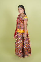 Banjara India Kutchi Embroidered Girls Chaniya Choli with Dupatta (KCC-BWR) - Yellow