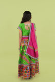 Banjara India Kutchi Emboidered White Girls Chaniya Choli with Dupatta (KCC-WAVE) - Green