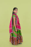Banjara India Kutchi Emboidered White Girls Chaniya Choli with Dupatta (KCC-WAVE) - Green