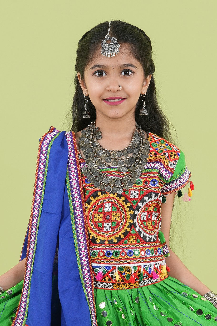 Banjara India Kutchi Emboidered Green Girls Chaniya Choli with Dupatta (KCC-RSGL) - Green (Copy)