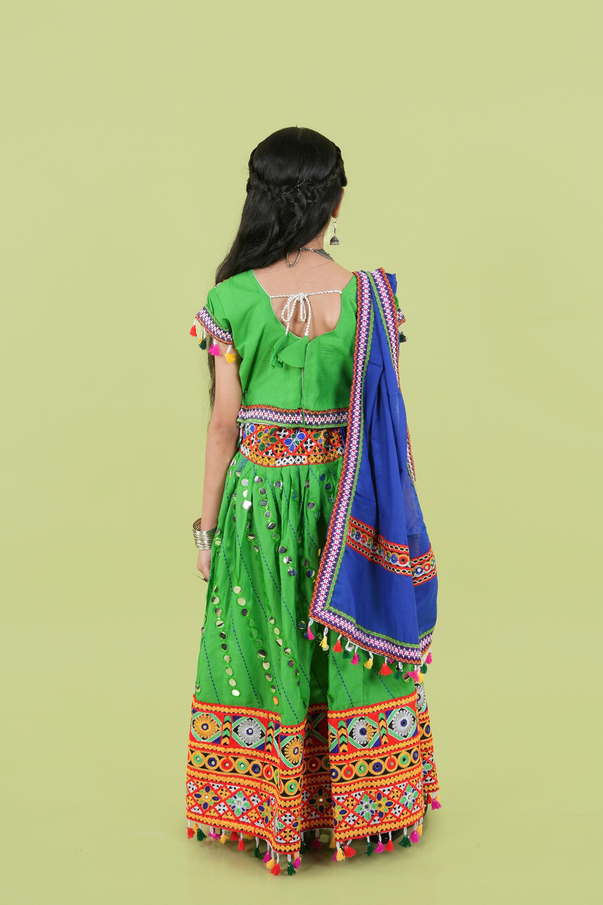 Banjara India Kutchi Emboidered Green Girls Chaniya Choli with Dupatta (KCC-RSGL) - Green (Copy)