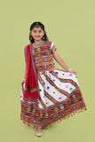 Banjara India Kutchi Emboidered White Girls Chaniya Choli with Dupatta (KCC-WAVE) - WHITE