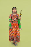 Banjara India Kutchi Embroidered Girls Chaniya Choli with Dupatta (KCC-BWR) - Orange