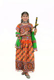 Banjara India Kutchi Embroidered Girls Chaniya Choli with Dupatta (KCC-BWR) - Orange