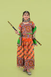 Banjara India Kutchi Embroidered Girls Chaniya Choli with Dupatta (KCC-BWR) - Orange