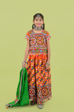 Banjara India Kutchi Embroidered Girls Chaniya Choli with Dupatta (KCC-BWR) - Orange
