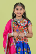 Banjara India Kutchi Emboidered Black Girls Chaniya Choli with Dupatta (KCC-RING) - Blue