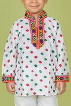 Banjara India Leheriya printed Kurta Set- KP-BDN-White