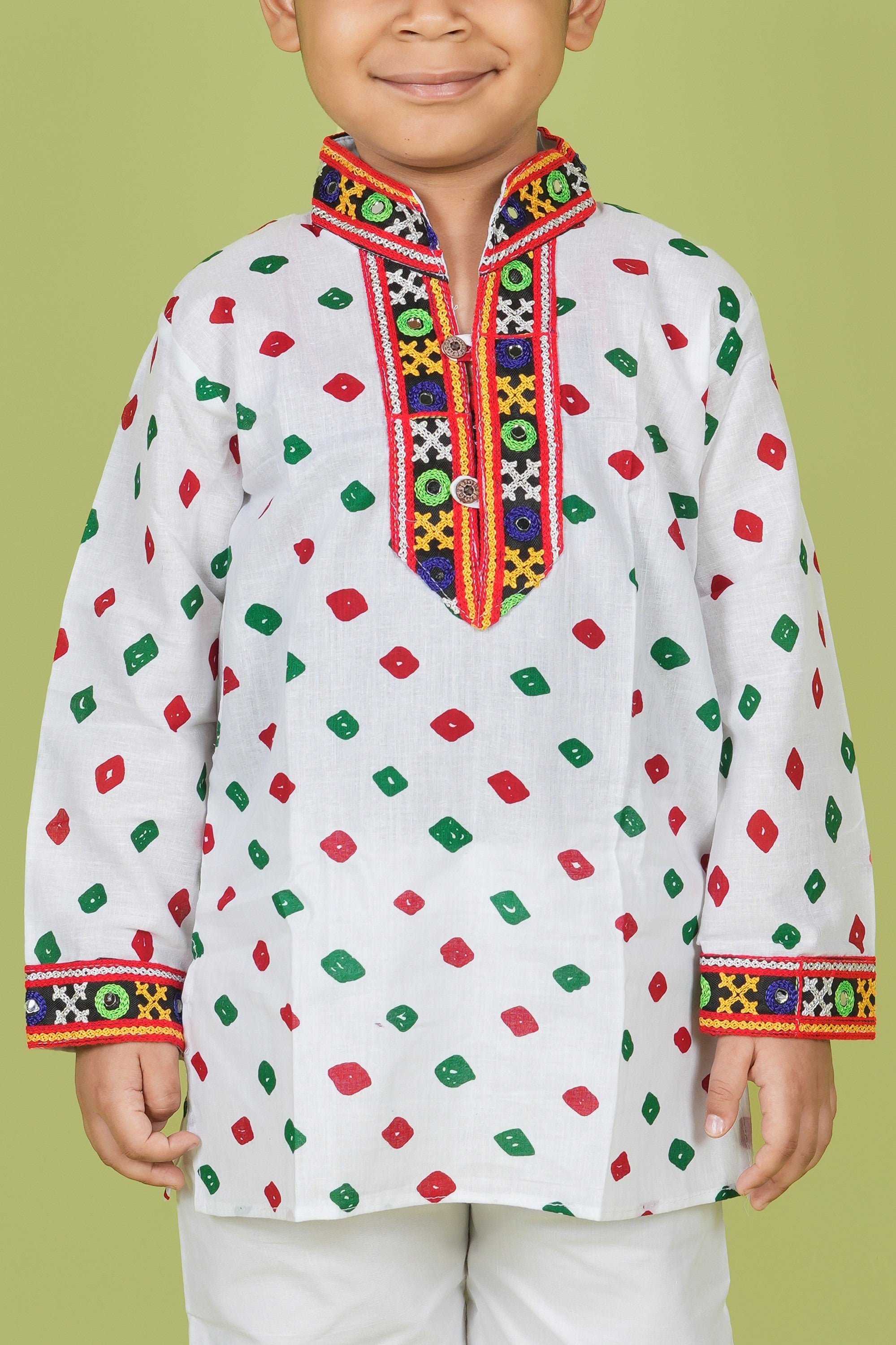 Banjara India Leheriya printed Kurta Set- KP-BDN-White