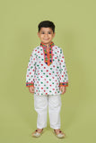 Banjara India Leheriya printed Kurta Set- KP-BDN-White
