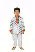 Banjara India Leheriya printed Kurta Set- KP-BDN-White
