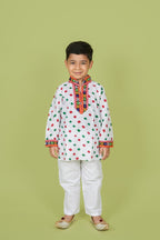 Banjara India Leheriya printed Kurta Set- KP-BDN-White