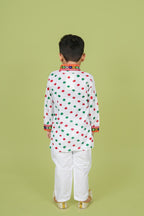 Banjara India Leheriya printed Kurta Set- KP-BDN-White