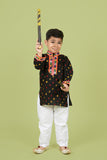 Banjara India Leheriya printed Kurta Set- KP-BDN-Black