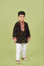 Banjara India Leheriya printed Kurta Set- KP-BDN-Black
