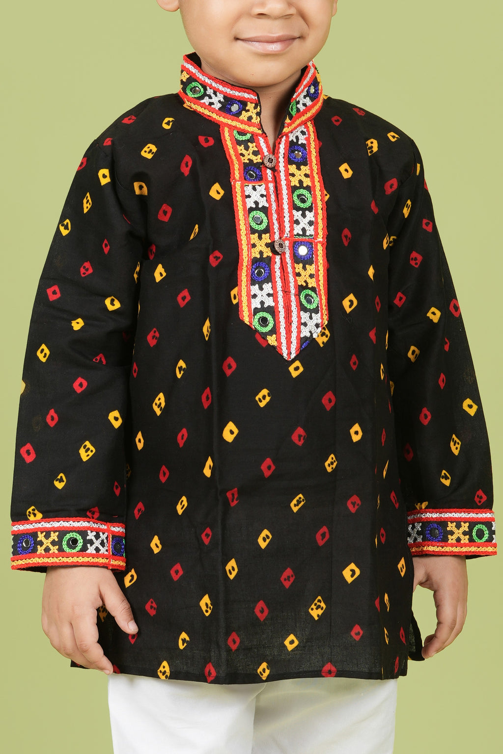 Banjara India Leheriya printed Kurta Set- KP-BDN-Black