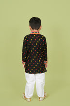 Banjara India Leheriya printed Kurta Set- KP-BDN-Black