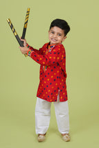 Banjara India Leheriya printed Kurta Set- KP-BDN-Red
