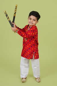 Banjara India Leheriya printed Kurta Set- KP-BDN-Red
