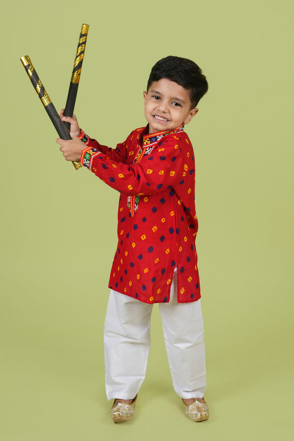 Banjara India Leheriya printed Kurta Set- KP-BDN-Red