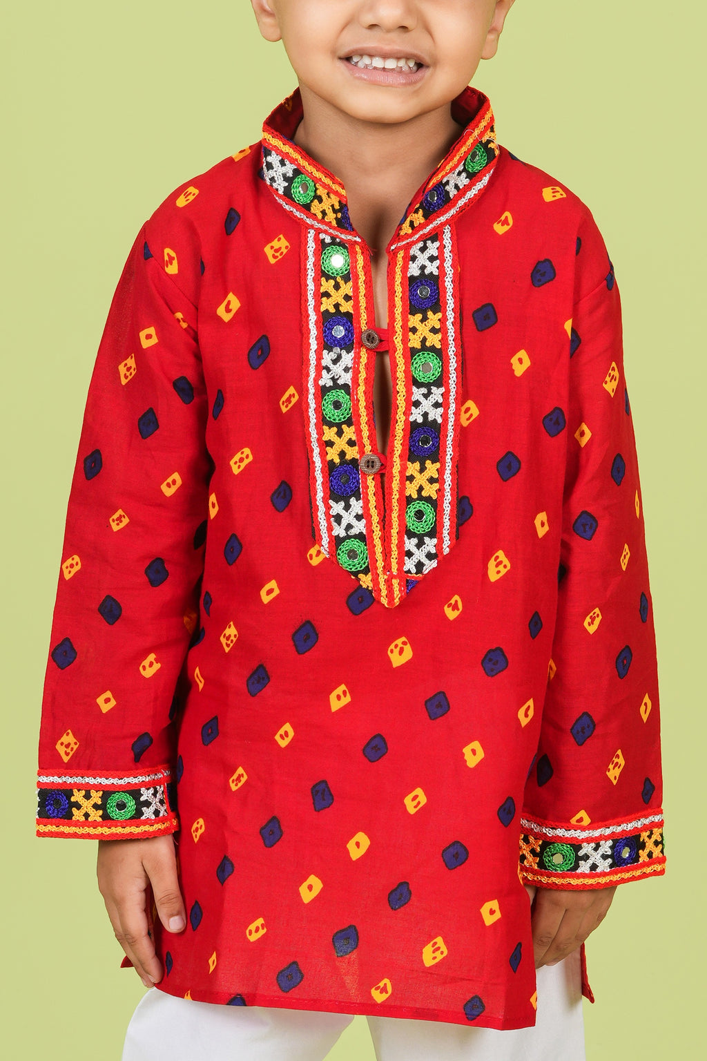 Banjara India Leheriya printed Kurta Set- KP-BDN-Red
