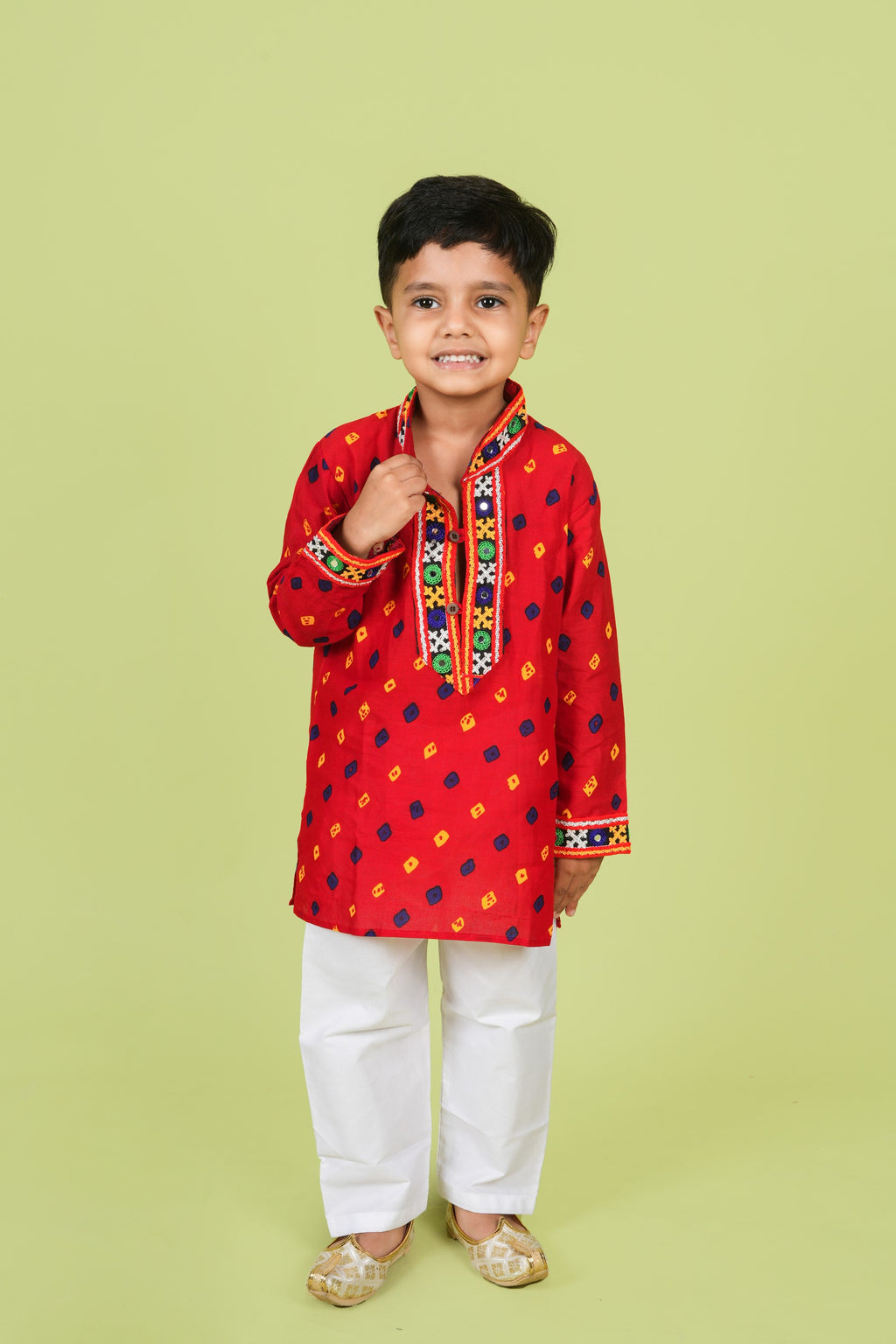 Banjara India Leheriya printed Kurta Set- KP-BDN-Red