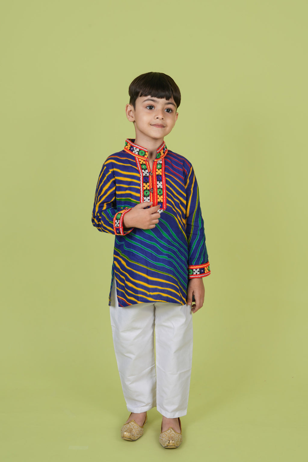Banjara India Leheriya printed Kurta Set- KP-LHR-Blue