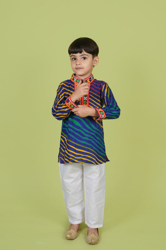 Banjara India Leheriya printed Kurta Set- KP-LHR-Blue