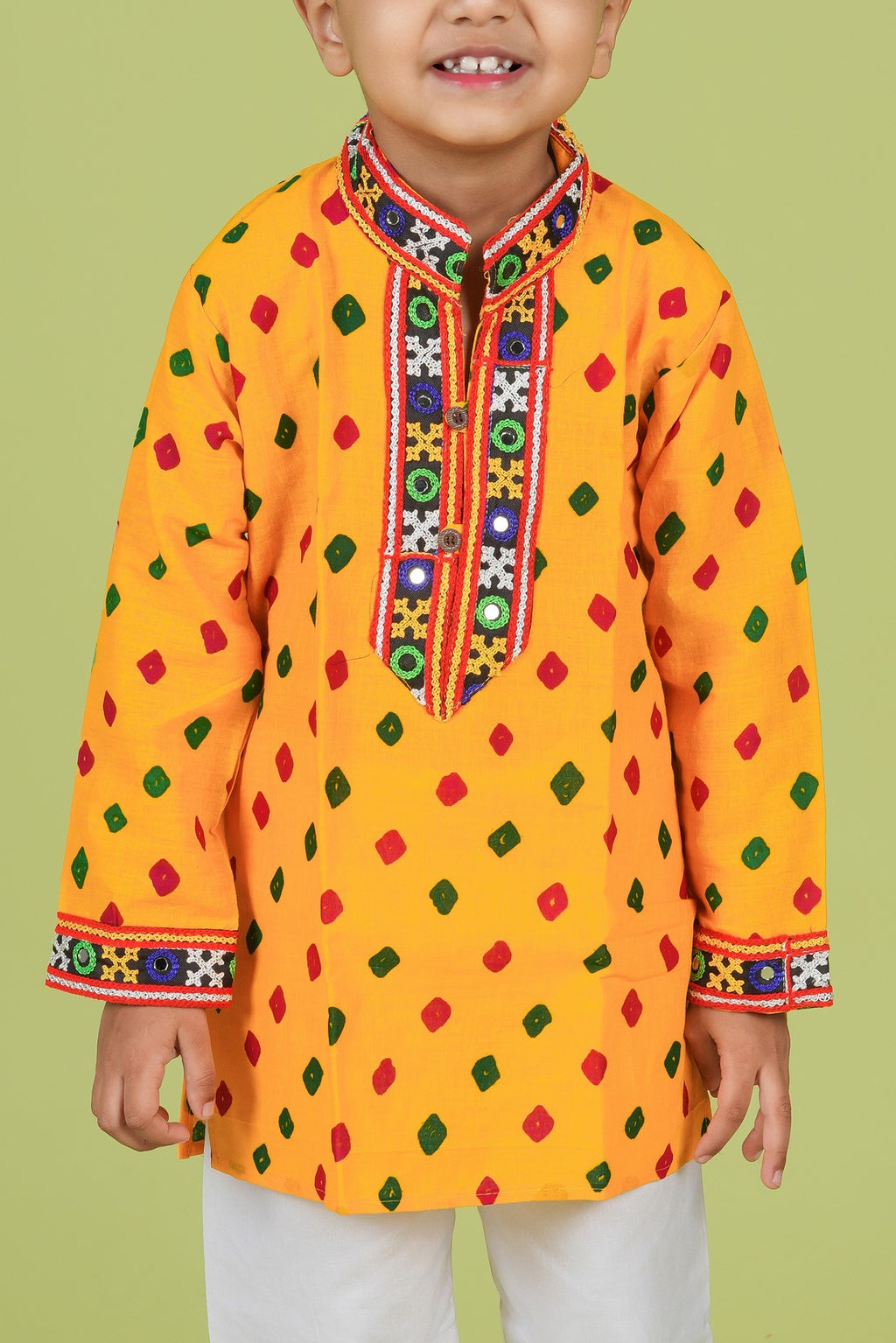 Banjara India Leheriya printed Kurta Set- KP-BDN-Yellow