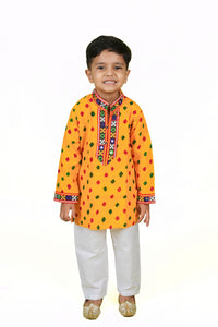Banjara India Leheriya printed Kurta Set- KP-BDN-Yellow