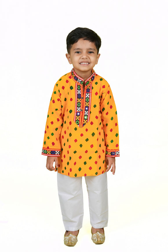 Banjara India Leheriya printed Kurta Set- KP-BDN-Yellow