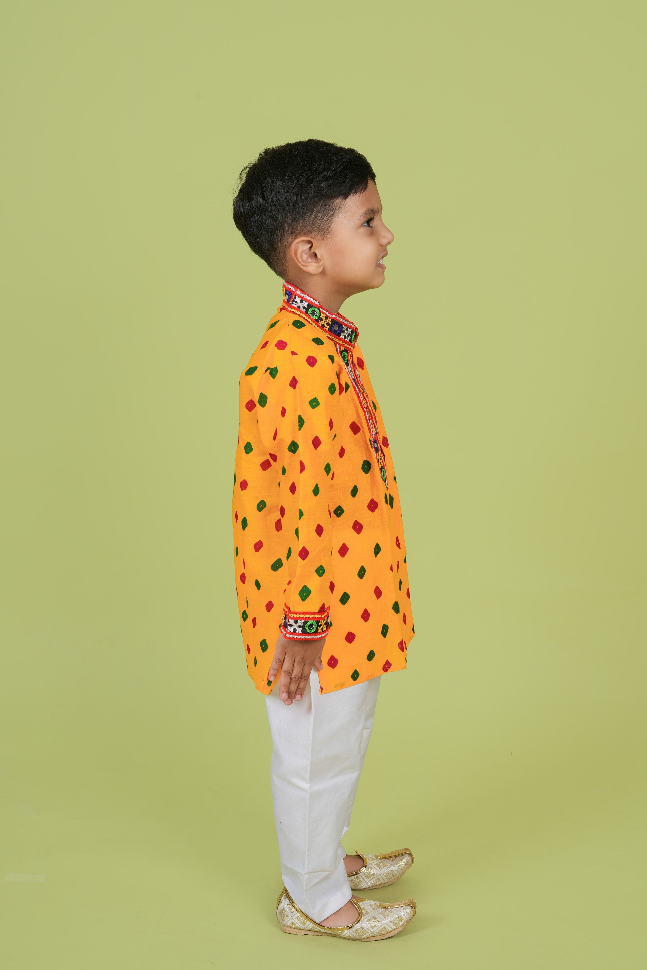 Banjara India Leheriya printed Kurta Set- KP-BDN-Yellow