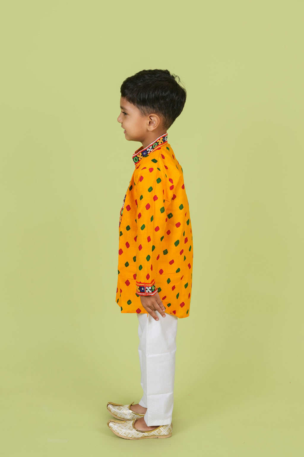 Banjara India Leheriya printed Kurta Set- KP-BDN-Yellow