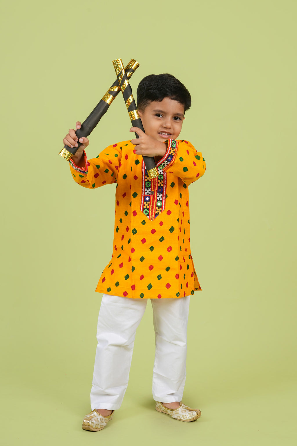 Banjara India Leheriya printed Kurta Set- KP-BDN-Yellow