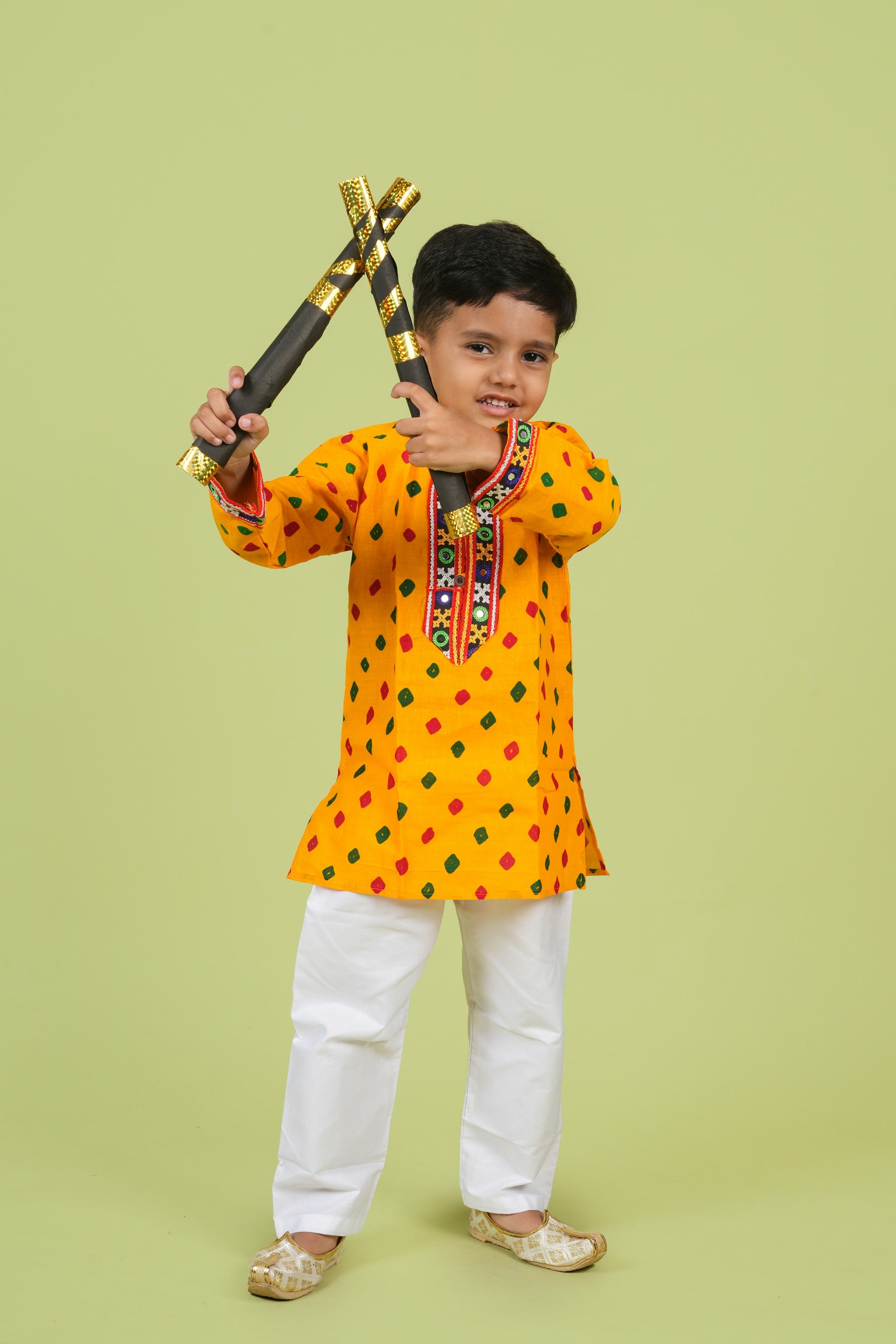 Banjara India Leheriya printed Kurta Set- KP-BDN-Yellow