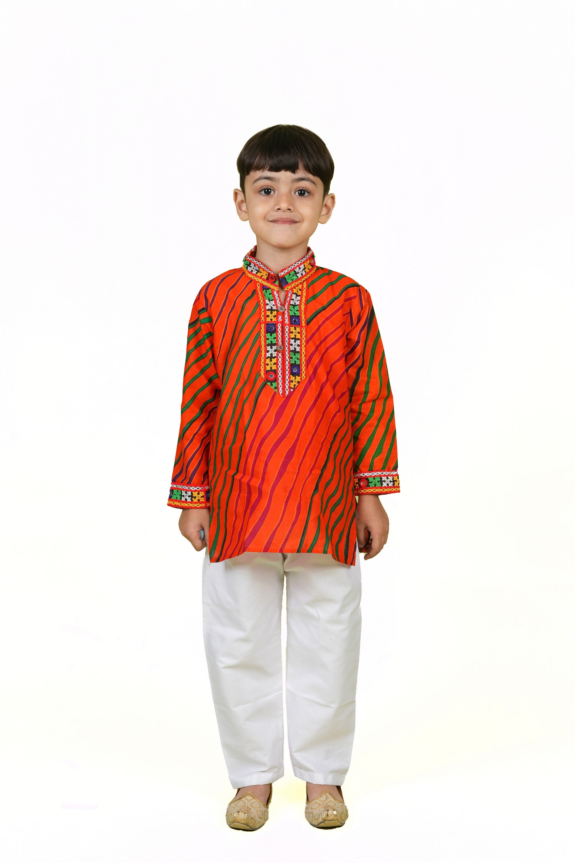 Banjara India Leheriya printed Kurta Set- KP-LHR-Orange