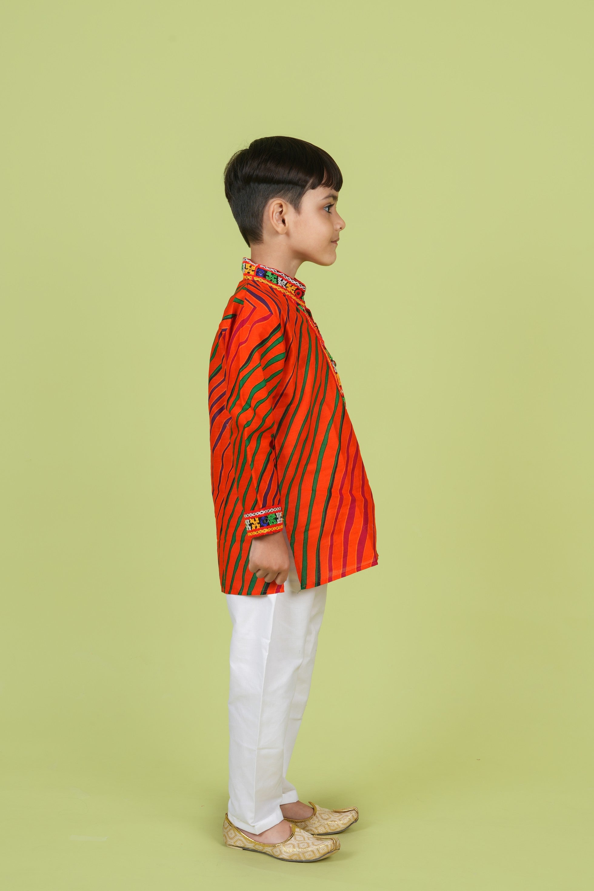Banjara India Leheriya printed Kurta Set- KP-LHR-Orange