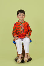 Banjara India Leheriya printed Kurta Set- KP-LHR-Orange