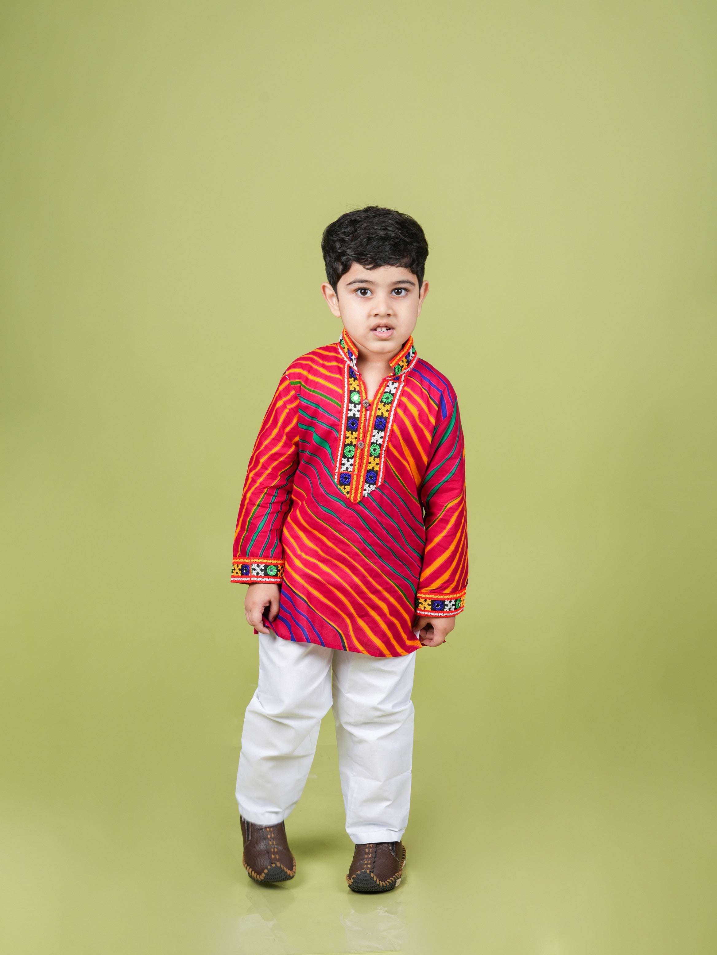 Banjara India Leheriya printed Kurta Set- KP-LHR-Pink