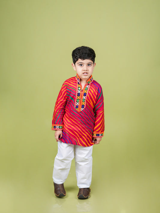 Banjara India Leheriya printed Kurta Set- KP-LHR-Pink