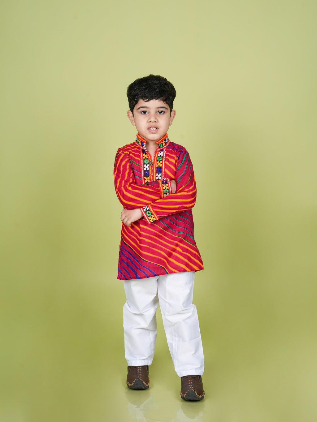 Banjara India Leheriya printed Kurta Set- KP-LHR-Pink
