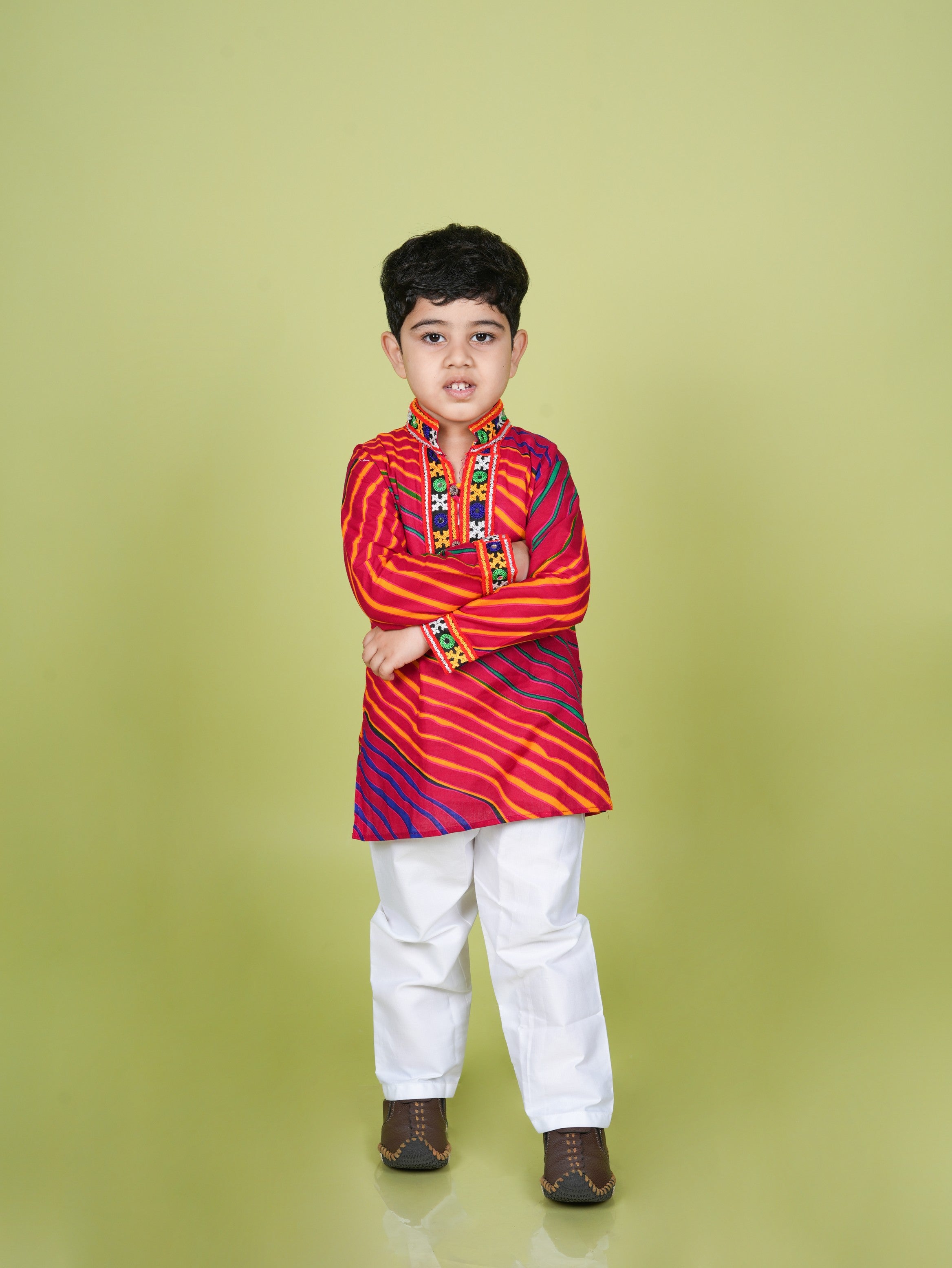 Banjara India Leheriya printed Kurta Set- KP-LHR-Pink