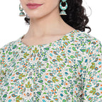 Banjara India FOREST Green Printed Straight Rayon Kurti